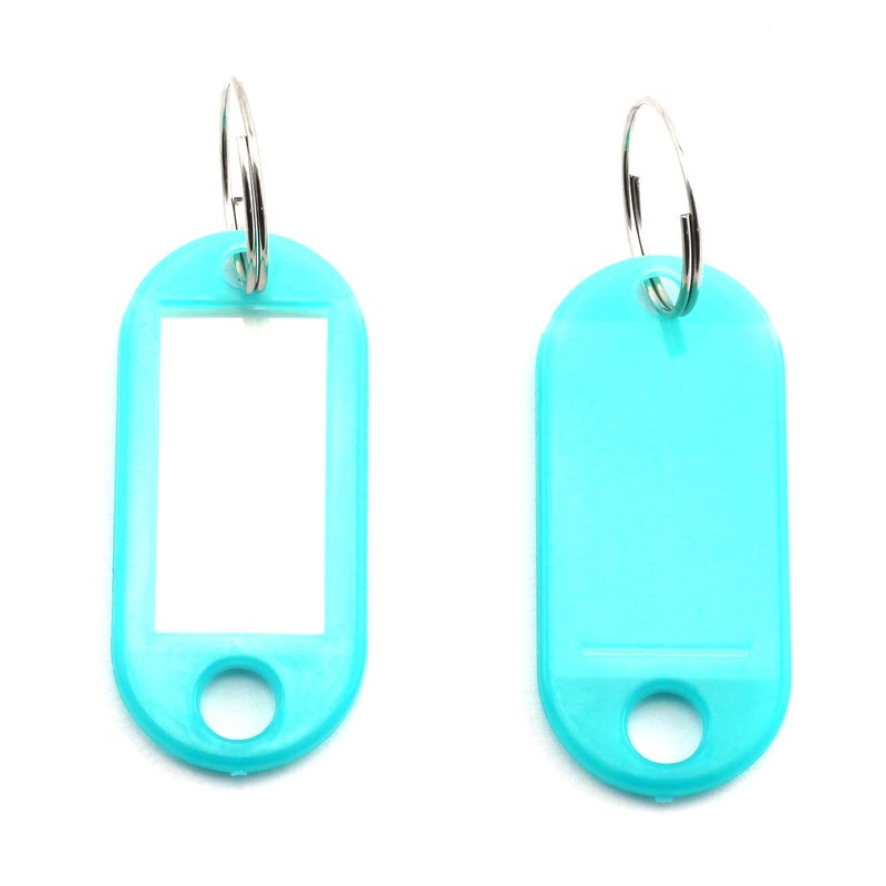 Lind Kitchen 40pcs Lake Blue Key Ring Label Tags Plastic Keys Holder and Identifier Name Number Address Information Label Card for Keys ID 5x2.2cm - Image 3